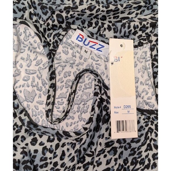 Buzz Dress M Women's Blue Leopard Print Spaghetti Strap Super Soft Swing Flowy - Picture 4 of 5